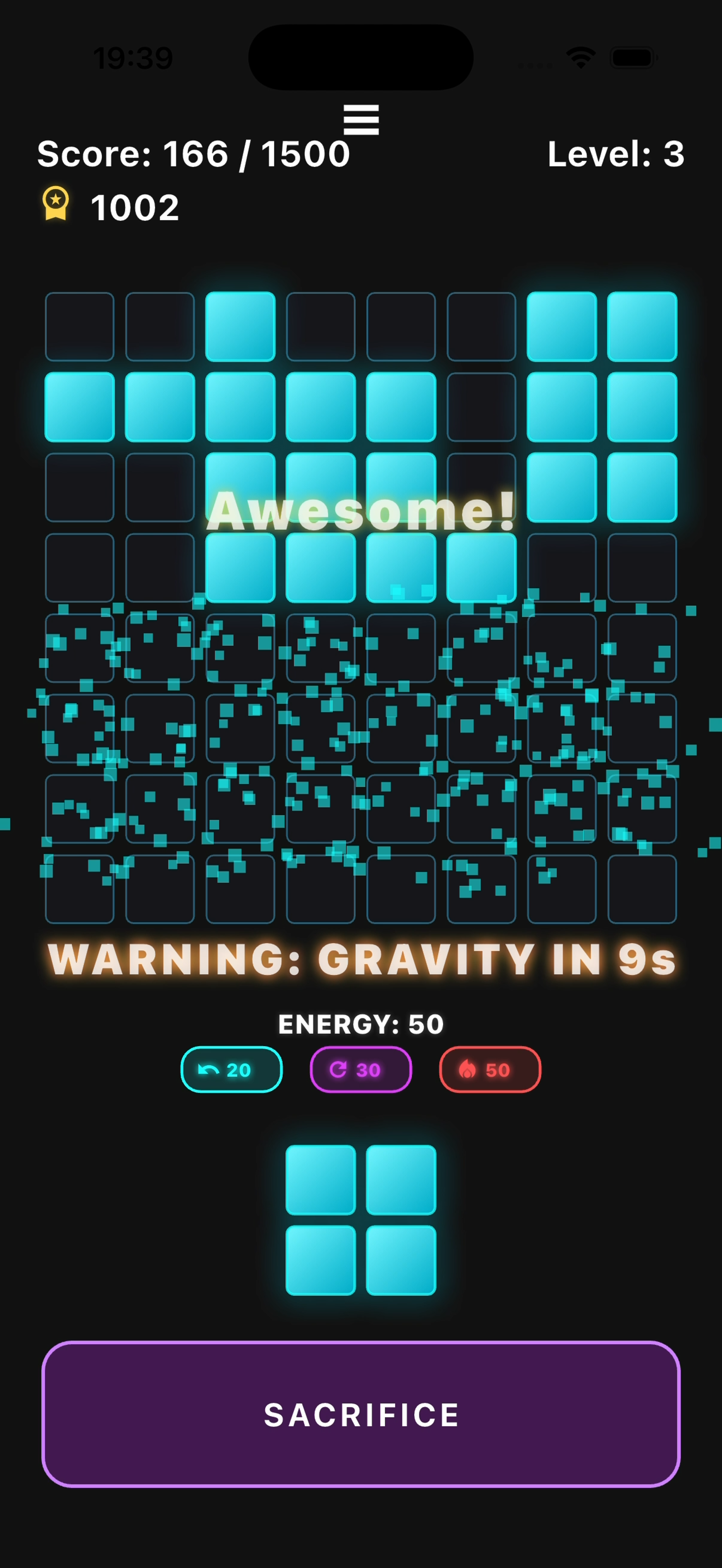 Placeholder screenshot showing a Blockverse row clear